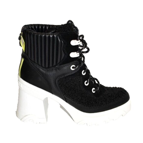 New! Sorel Women's Brex Heel Cozy Lace Boots Black/Sea Salt  DD407 - Picture 8 of 9